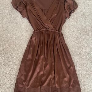 BCBG Brown Silk Mini Dress - Size 2